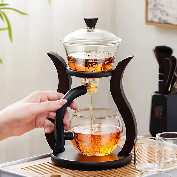 Semi-automatic teapot with magnetic infuser | Includes 6 tea glasses | Automatic teapot set | Kungfu tea | Party tea set