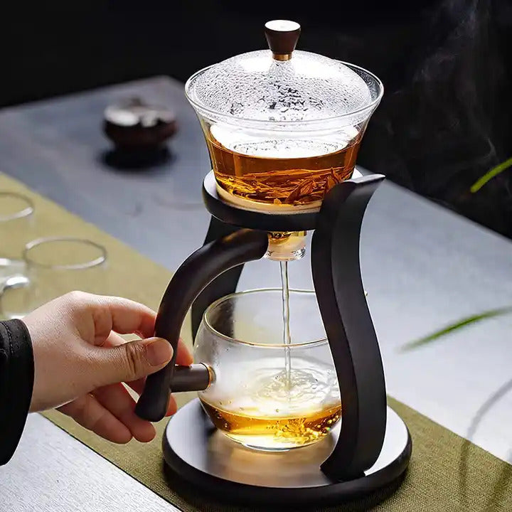 Semi-automatic teapot with magnetic infuser | Includes 6 tea glasses | Automatic teapot set | Kungfu tea | Party tea set